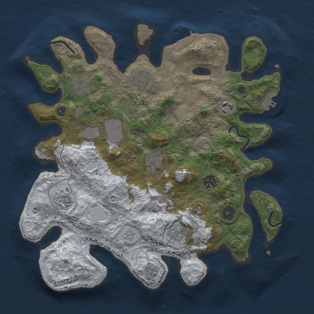 Rust Map: Procedural Map, Size: 3500, Seed: 6255910, 18 Monuments