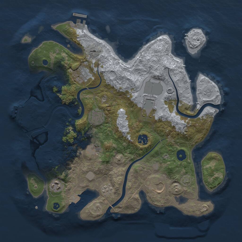 Rust Map: Procedural Map, Size: 3500, Seed: 2054538, 14 Monuments