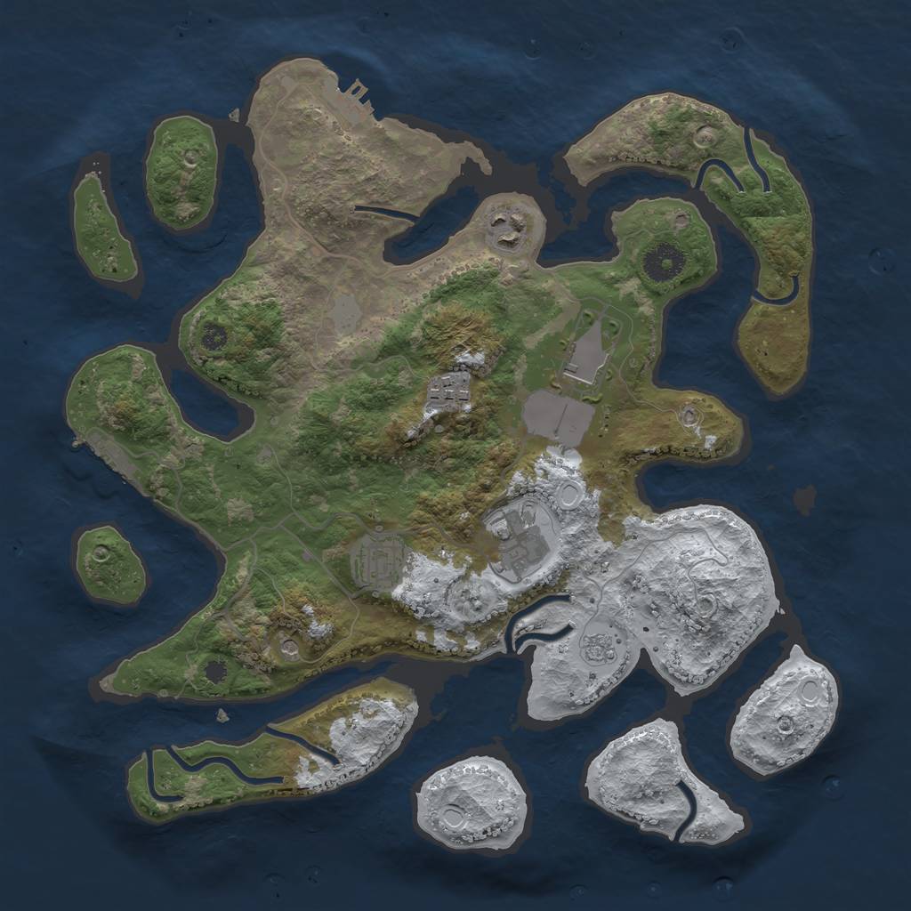 Rust Map: Procedural Map, Size: 3500, Seed: 3759365, 14 Monuments