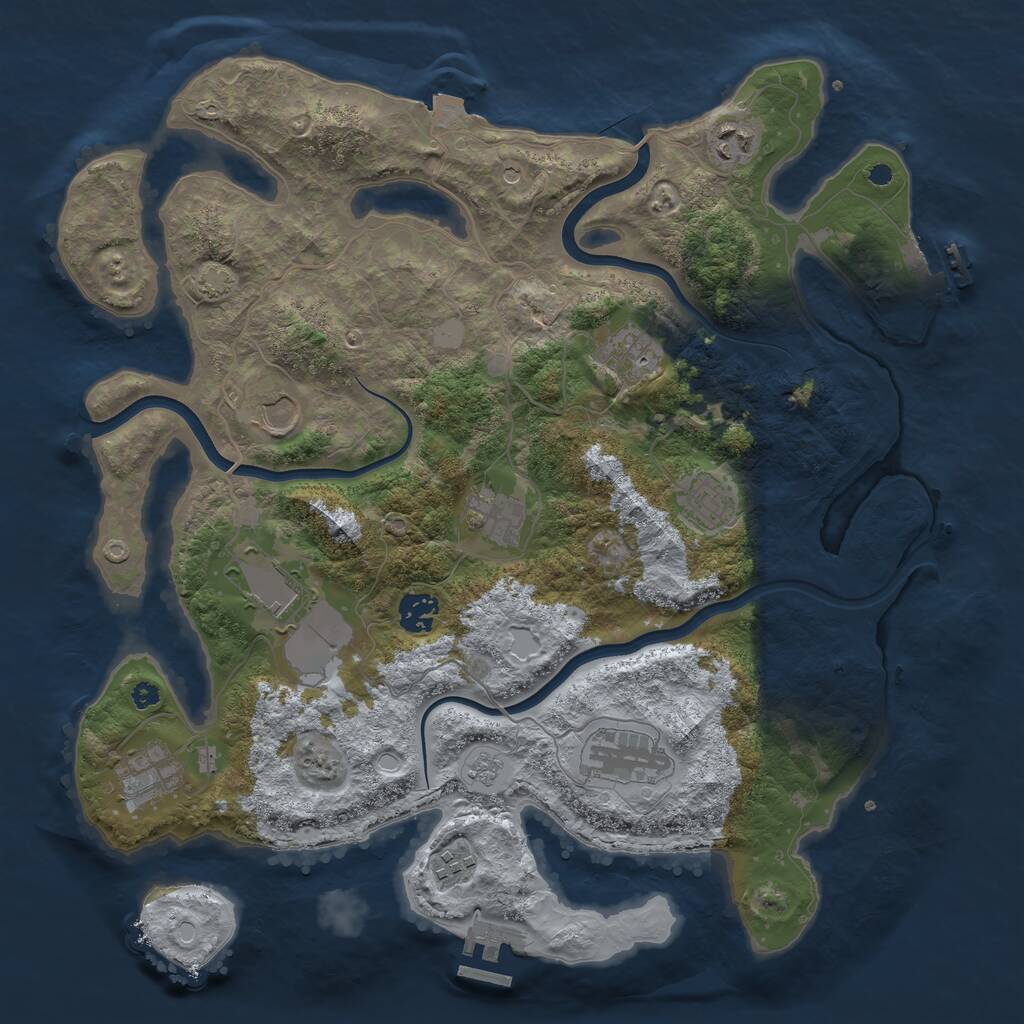 Rust Map: Procedural Map, Size: 3800, Seed: 5166741, 16 Monuments