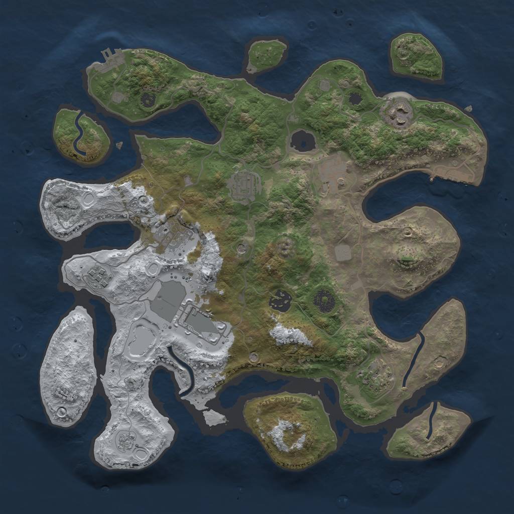 Rust Map: Procedural Map, Size: 3500, Seed: 6390141, 17 Monuments