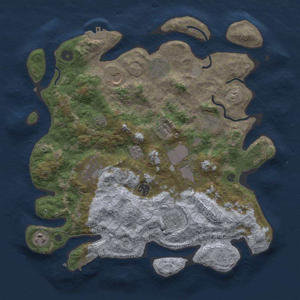Rust Map: Procedural Map, Size: 3800, Seed: 1456386, 17 Monuments