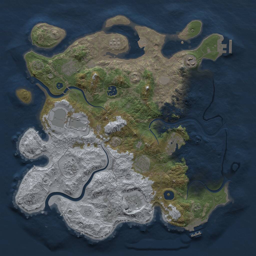 Rust Map: Procedural Map, Size: 3800, Seed: 4277586, 15 Monuments