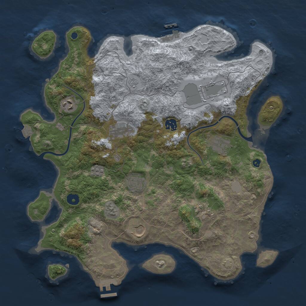 Rust Map: Procedural Map, Size: 3800, Seed: 282315, 15 Monuments