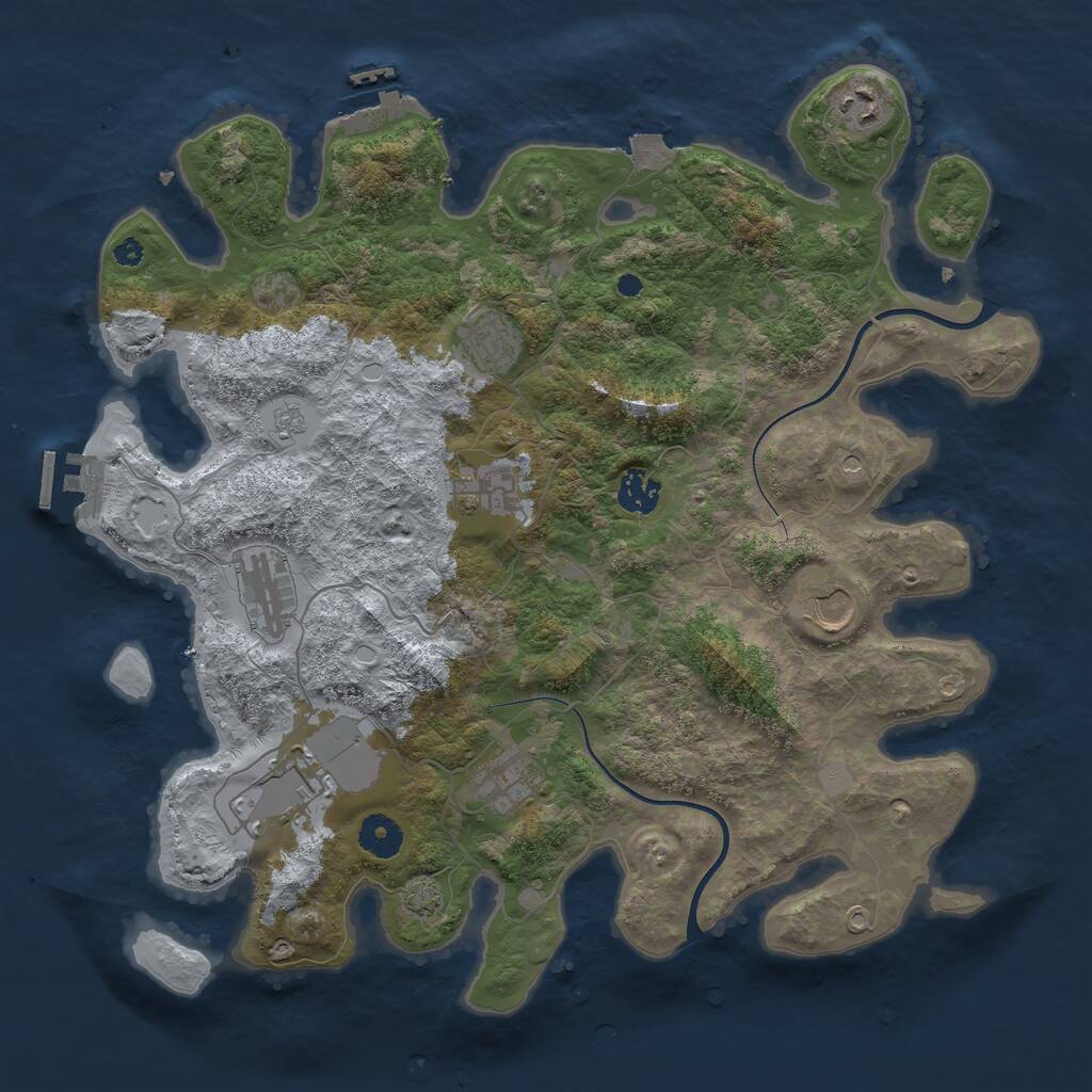 Rust Map: Procedural Map, Size: 3800, Seed: 3879800, 14 Monuments