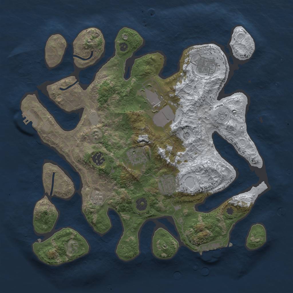 Rust Map: Procedural Map, Size: 3500, Seed: 3464364, 15 Monuments
