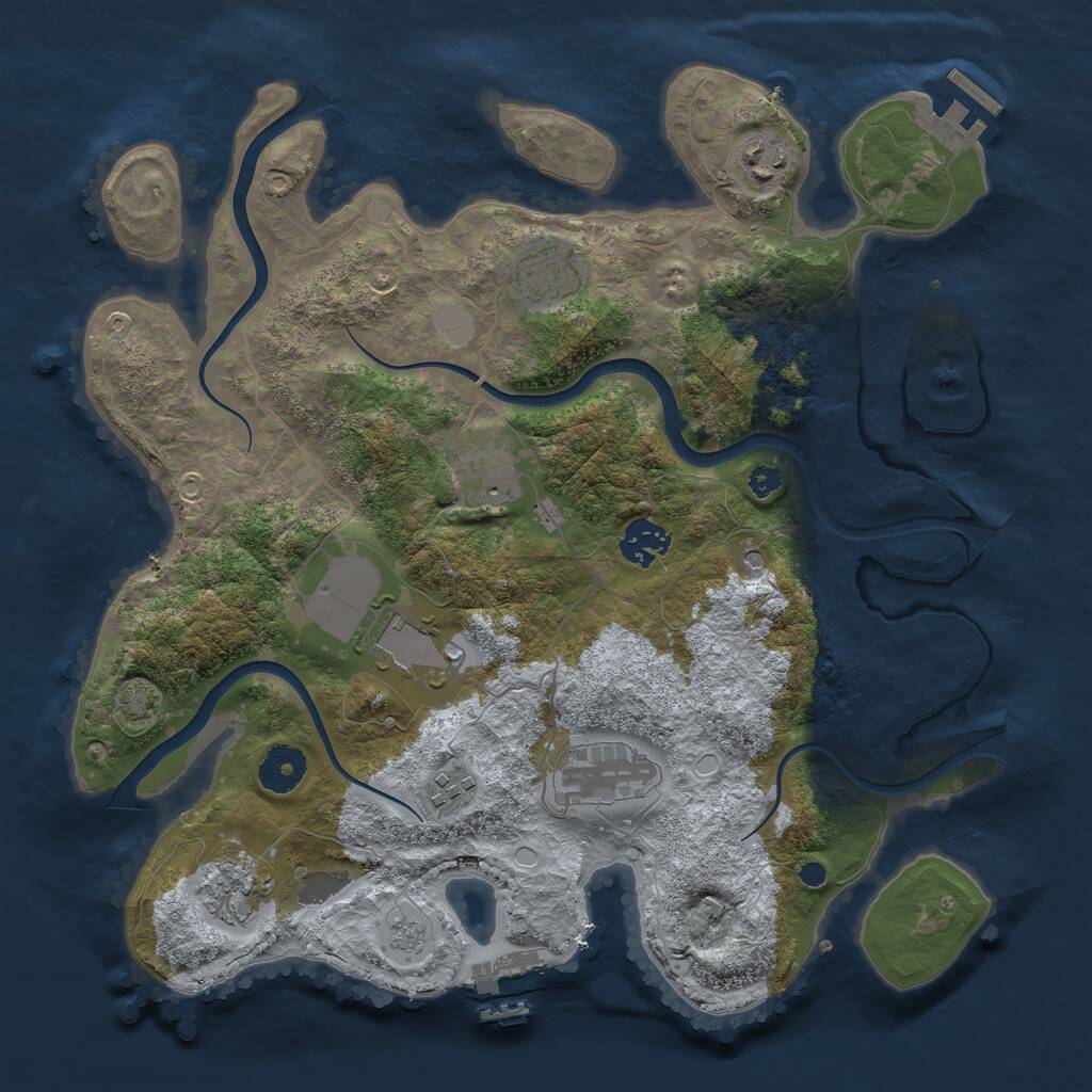 Rust Map: Procedural Map, Size: 3500, Seed: 3364260, 14 Monuments