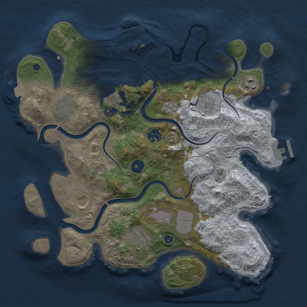 Rust Map: Procedural Map, Size: 3500, Seed: 3222850, 15 Monuments
