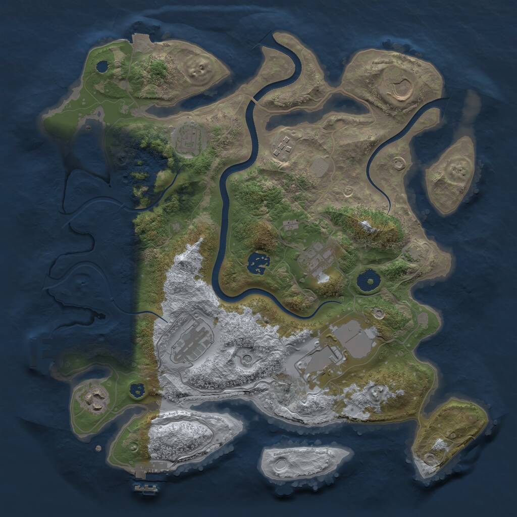 Rust Map: Procedural Map, Size: 3500, Seed: 4240062, 13 Monuments