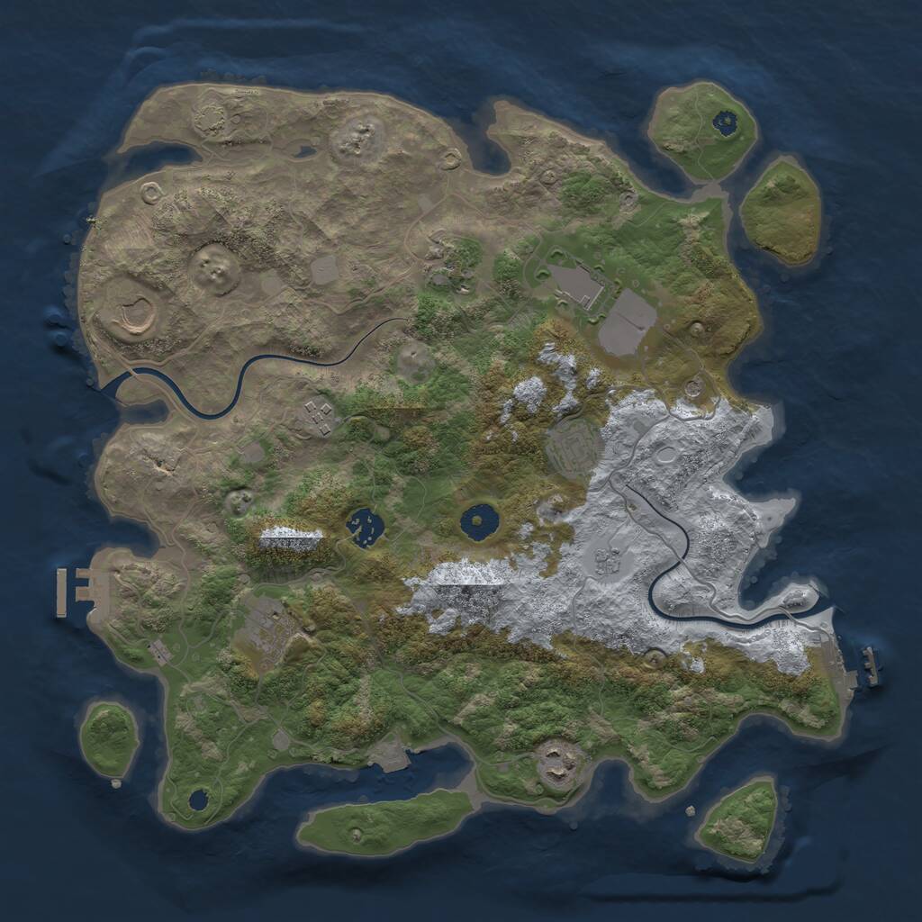 Rust Map: Procedural Map, Size: 3800, Seed: 4820300, 14 Monuments