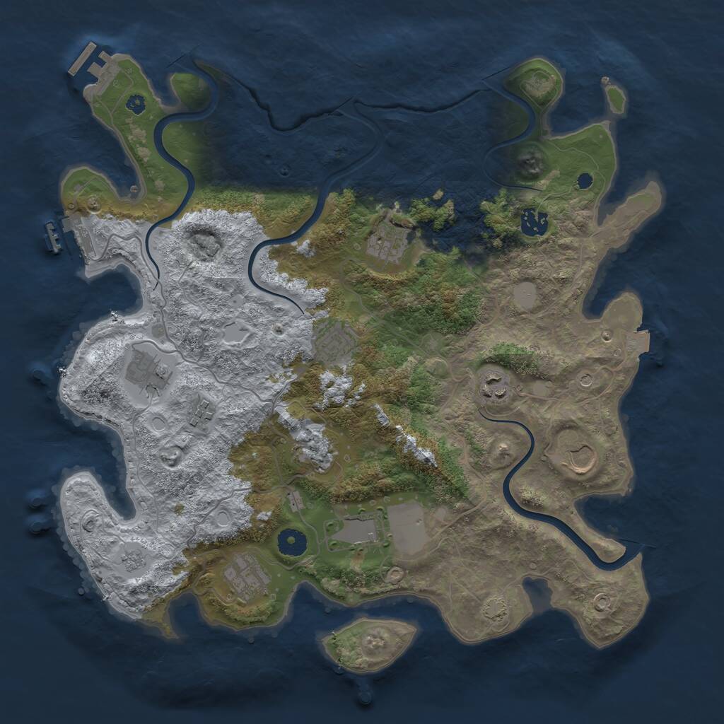 Rust Map: Procedural Map, Size: 3800, Seed: 2865347, 16 Monuments