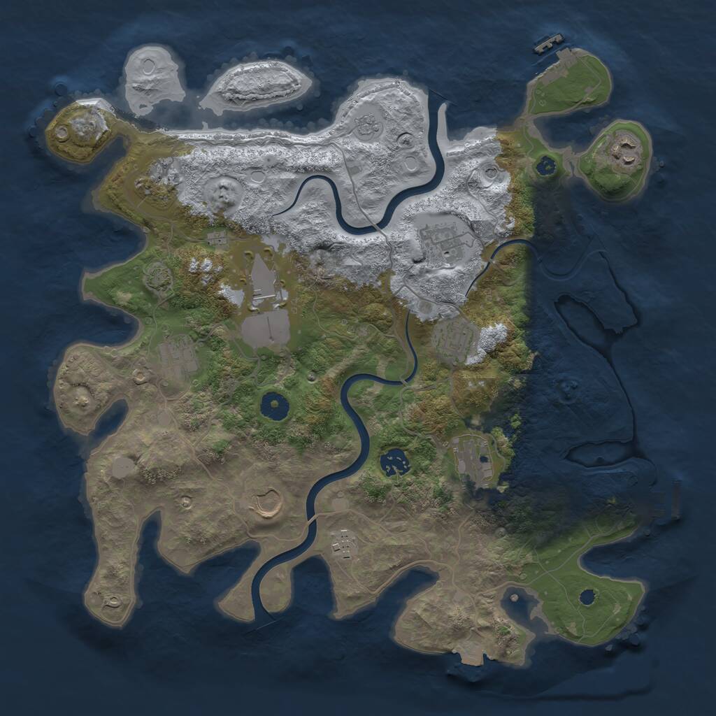Rust Map: Procedural Map, Size: 3800, Seed: 3103842, 16 Monuments