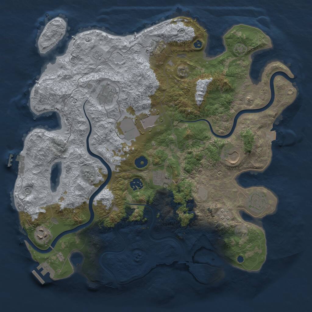 Rust Map: Procedural Map, Size: 3800, Seed: 2900772, 15 Monuments