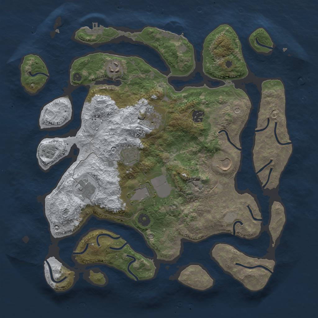 Rust Map: Procedural Map, Size: 3800, Seed: 6011440, 17 Monuments