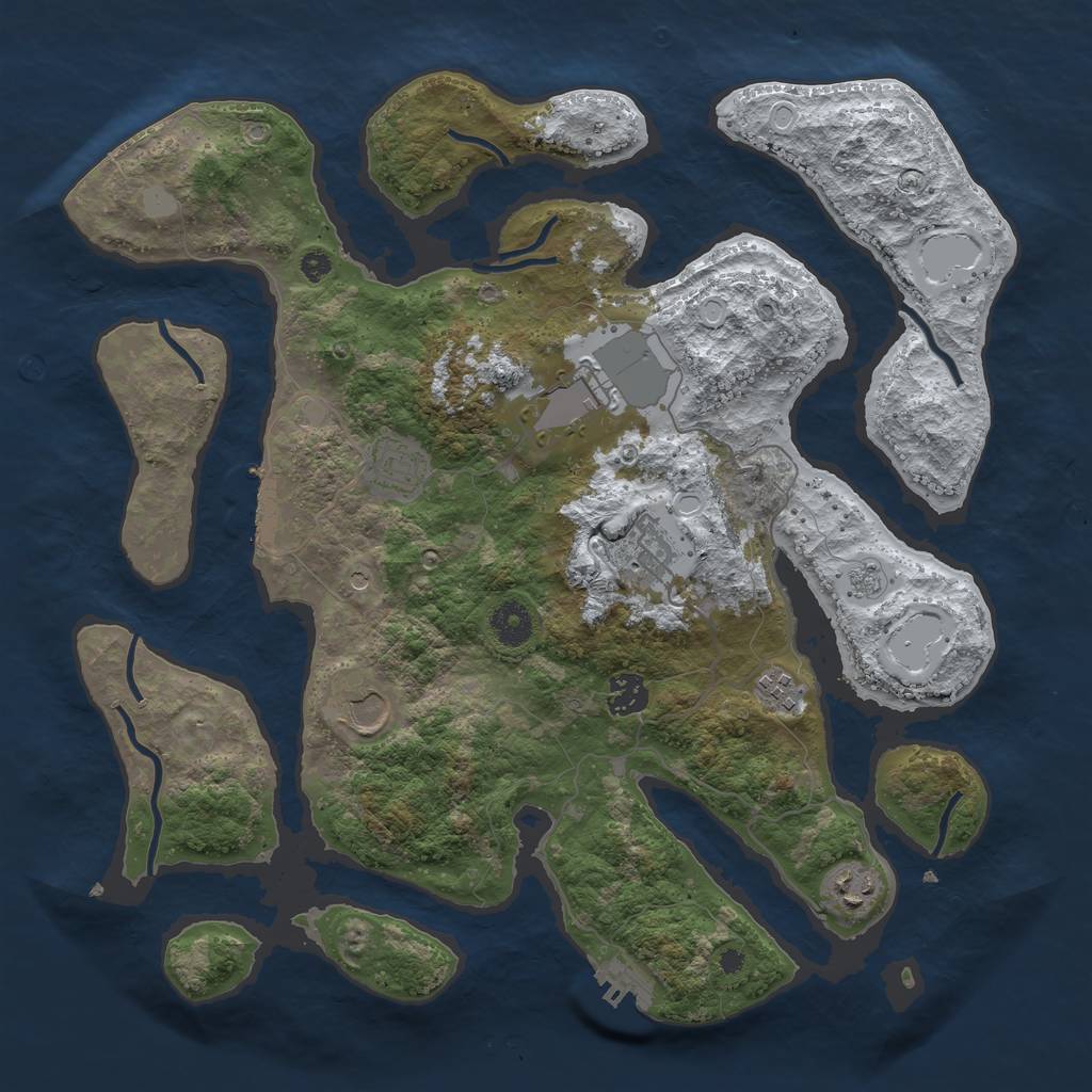 Rust Map: Procedural Map, Size: 3800, Seed: 1940721, 16 Monuments