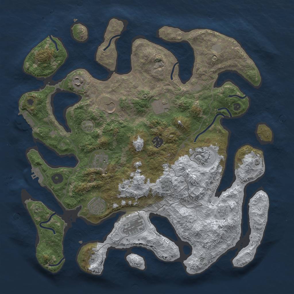 Rust Map: Procedural Map, Size: 4000, Seed: 229017, 18 Monuments