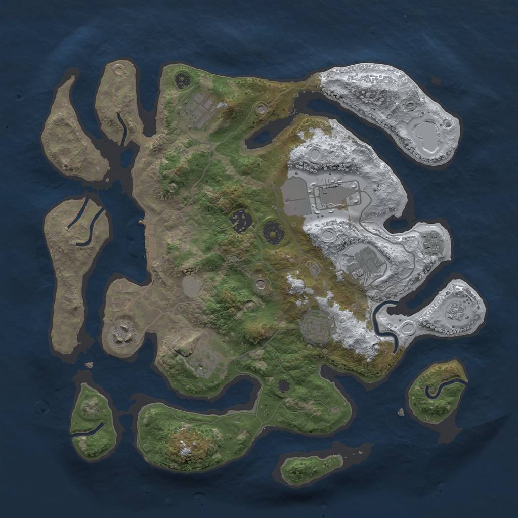 Rust Map: Procedural Map, Size: 3500, Seed: 4257365, 16 Monuments