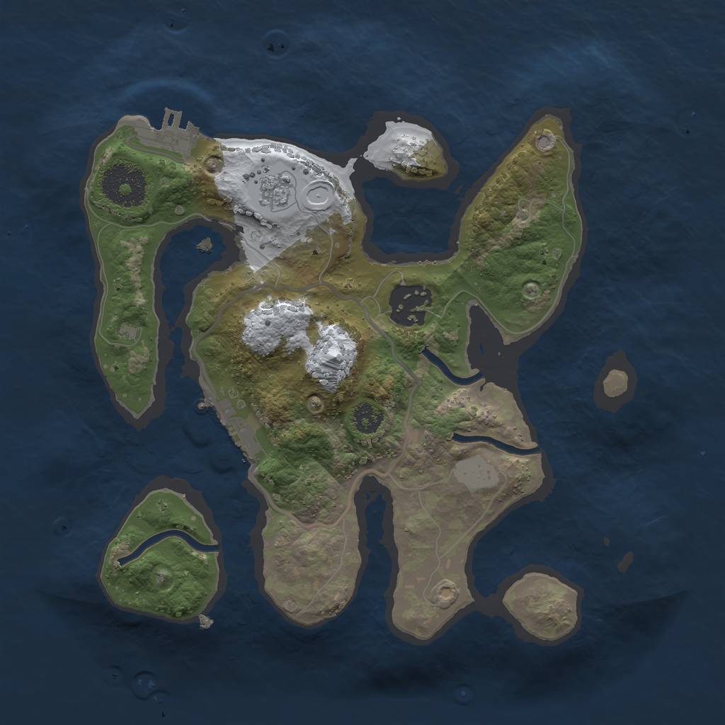 Rust Map: Procedural Map, Size: 2500, Seed: 54738658, 9 Monuments
