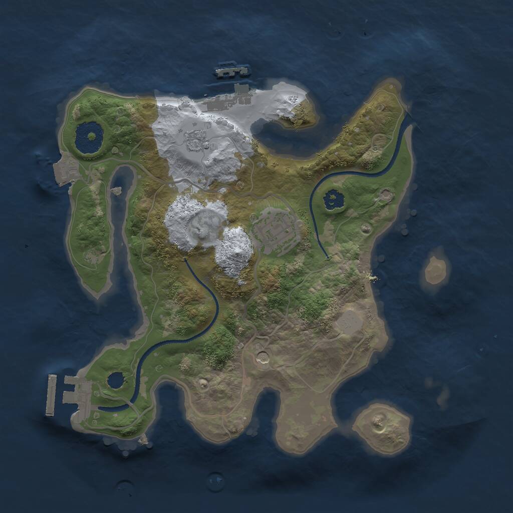 Rust Map: Procedural Map, Size: 2500, Seed: 54738658, 6 Monuments