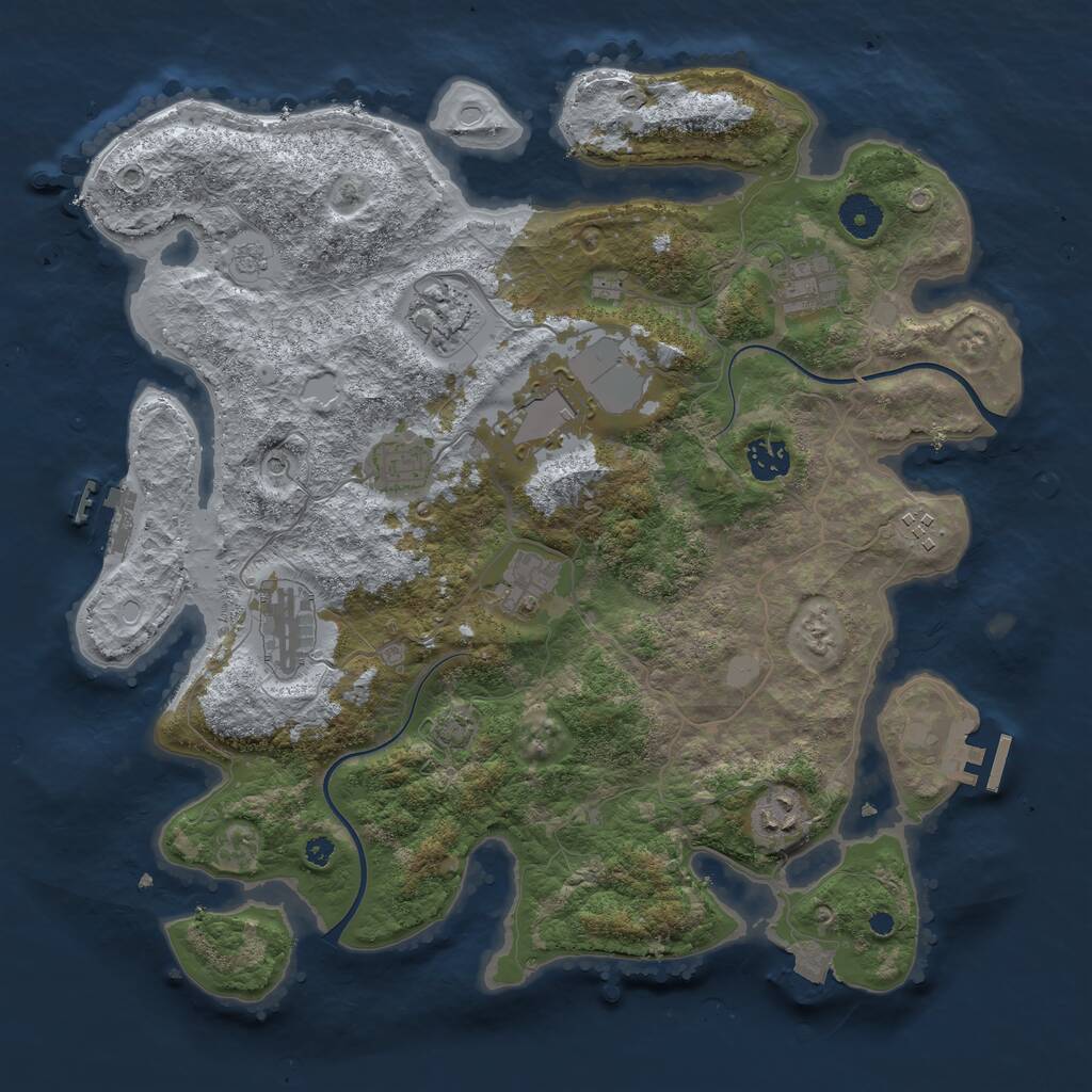 Rust Map: Procedural Map, Size: 3800, Seed: 1221200, 15 Monuments