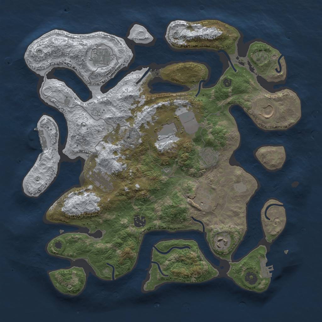 Rust Map: Procedural Map, Size: 3800, Seed: 1221200, 17 Monuments