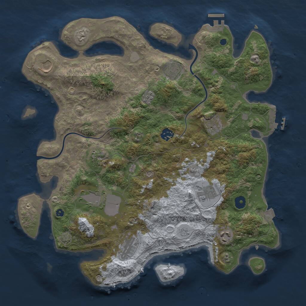 Rust Map: Procedural Map, Size: 3800, Seed: 2308955, 16 Monuments
