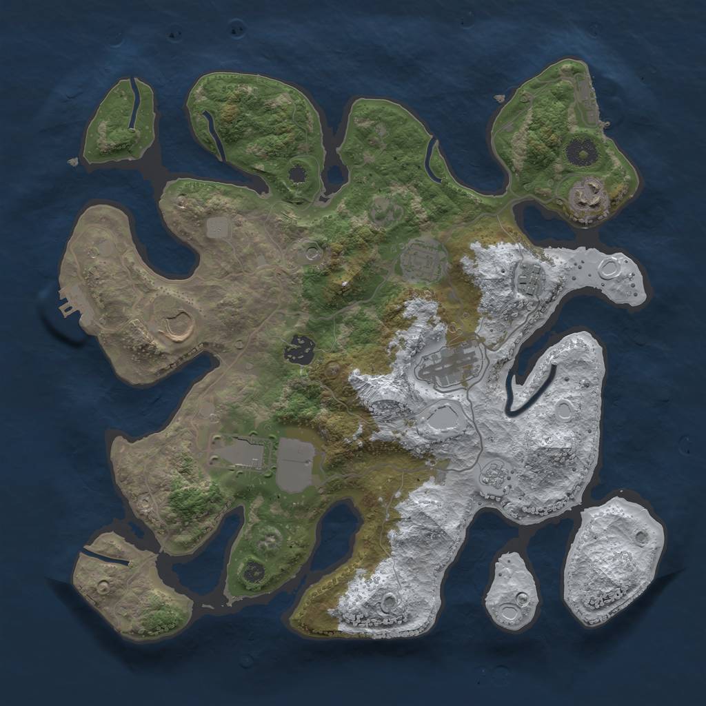 Rust Map: Procedural Map, Size: 3500, Seed: 4594479, 16 Monuments