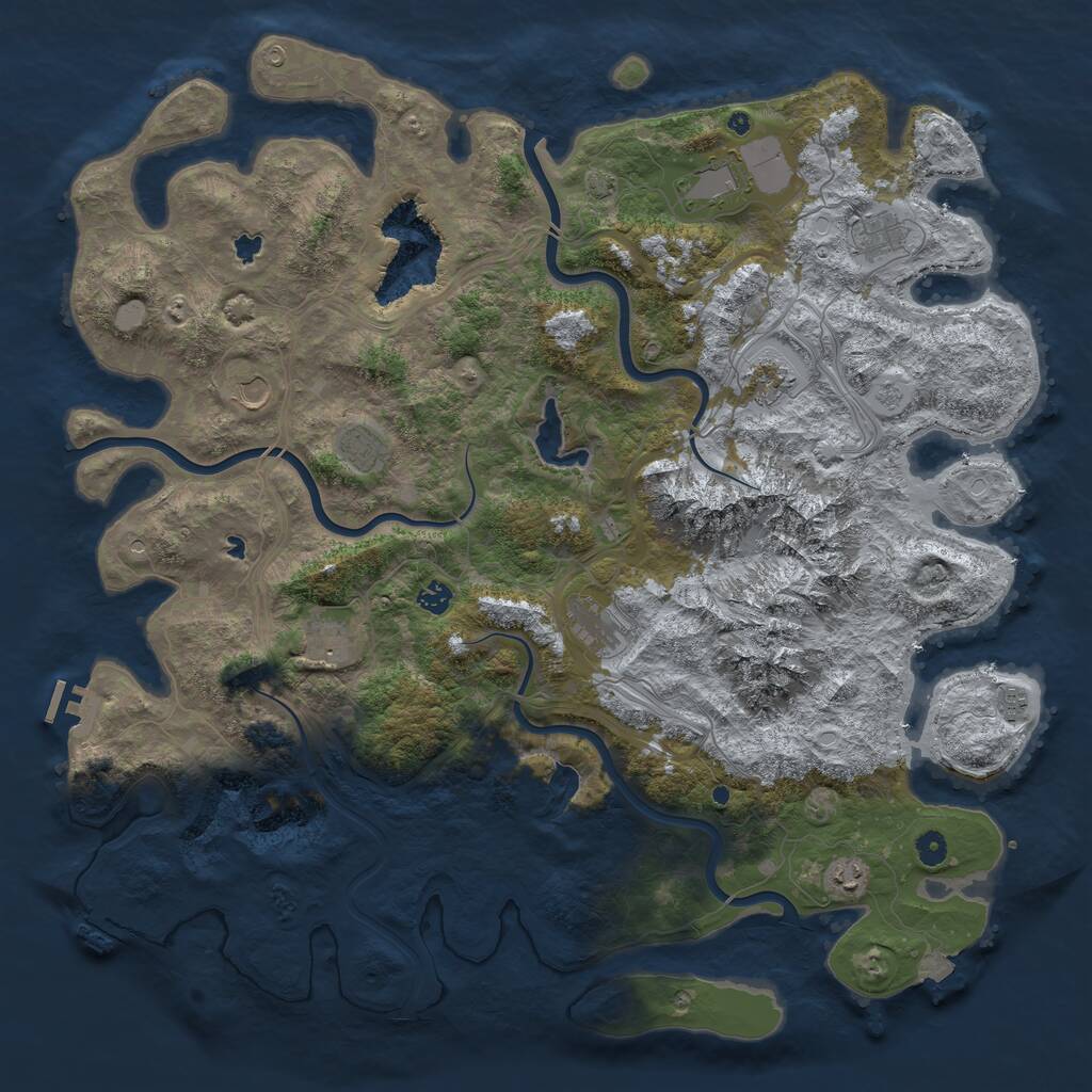 Rust Map: Procedural Map, Size: 5000, Seed: 66901, 16 Monuments