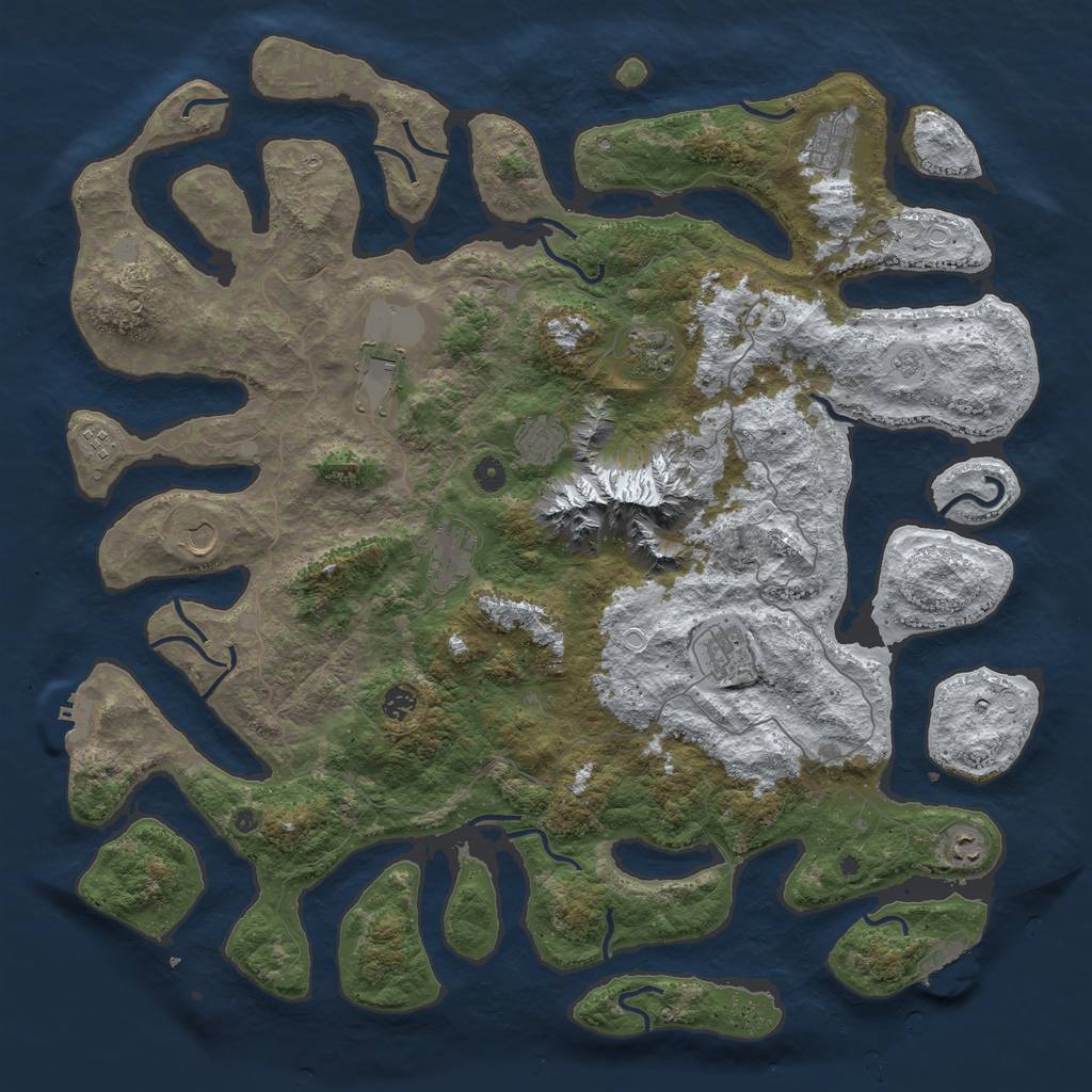 Rust Map: Procedural Map, Size: 5000, Seed: 66901, 19 Monuments