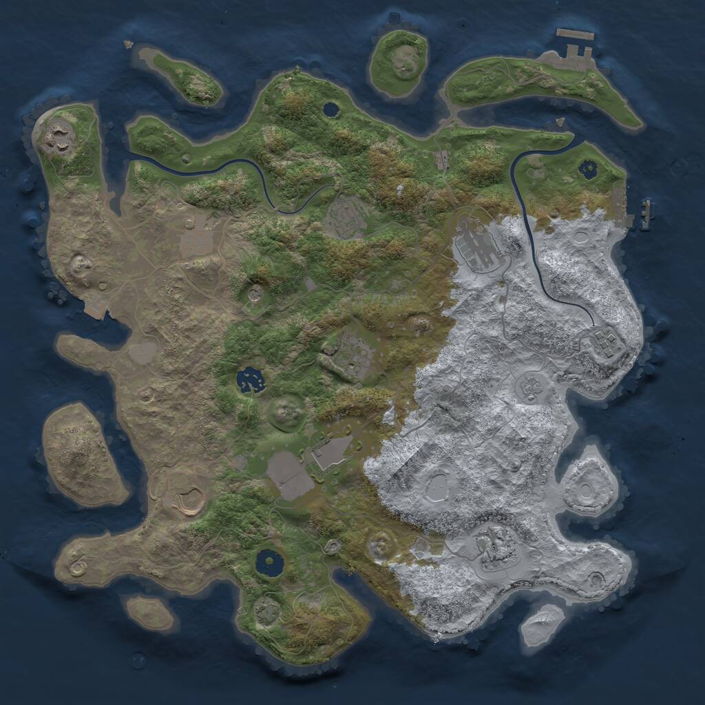 Rust Map: Procedural Map, Size: 3800, Seed: 3131770, 16 Monuments