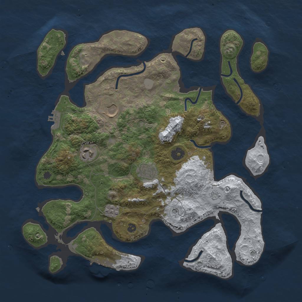 Rust Map: Procedural Map, Size: 3500, Seed: 4332876, 13 Monuments