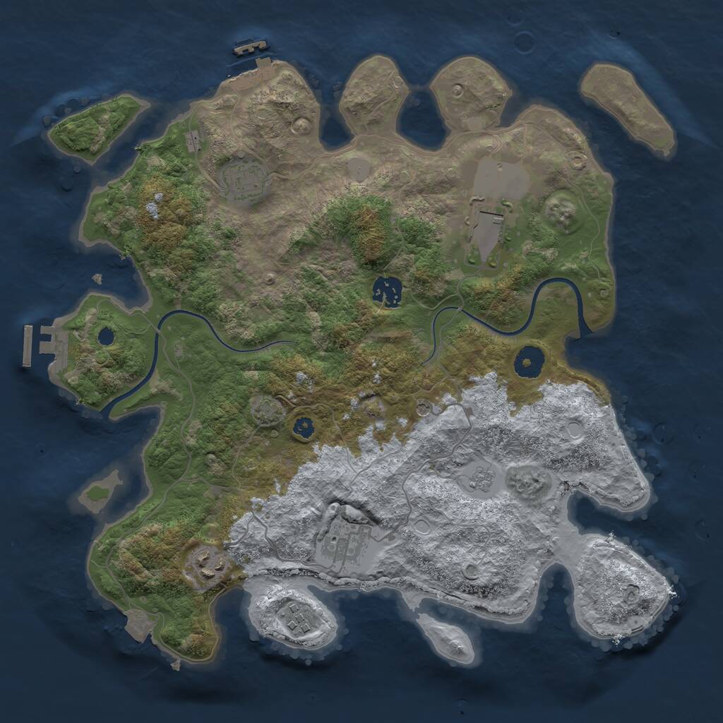 Rust Map: Procedural Map, Size: 3500, Seed: 10968, 12 Monuments