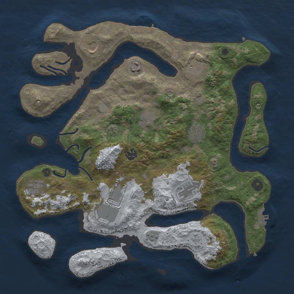 Rust Map: Procedural Map, Size: 3800, Seed: 4708351, 19 Monuments