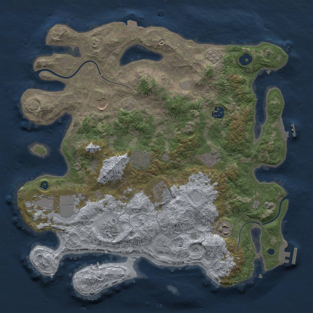 Rust Map: Procedural Map, Size: 3800, Seed: 4708351, 15 Monuments