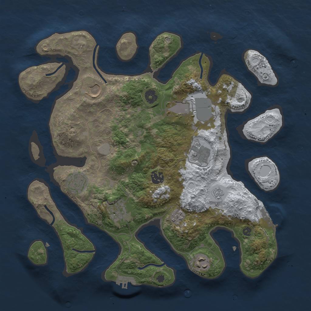 Rust Map: Procedural Map, Size: 3500, Seed: 1534381, 16 Monuments