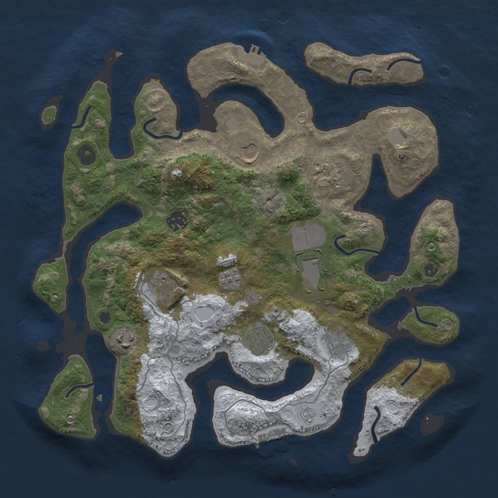 Rust Map: Procedural Map, Size: 3800, Seed: 4437030, 18 Monuments