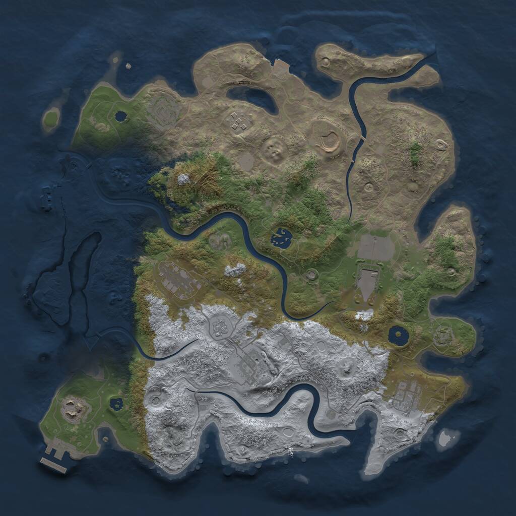 Rust Map: Procedural Map, Size: 3800, Seed: 4437030, 15 Monuments