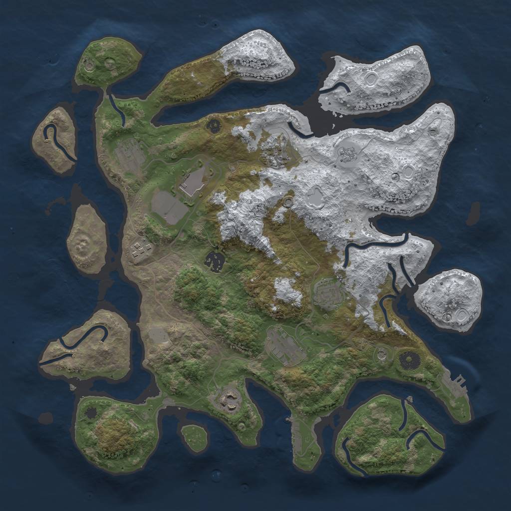 Rust Map: Procedural Map, Size: 3800, Seed: 3403408, 17 Monuments