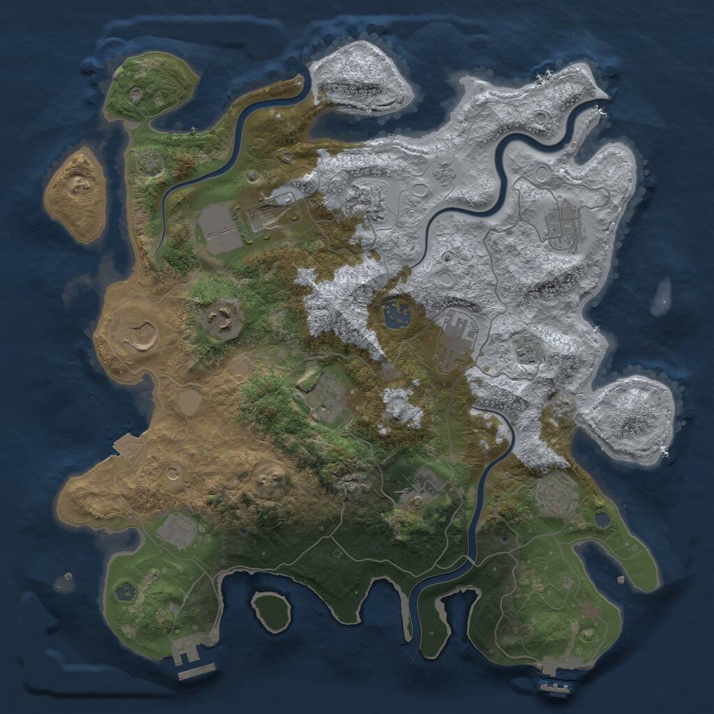 Rust Map: Procedural Map, Size: 3800, Seed: 3403408, 17 Monuments