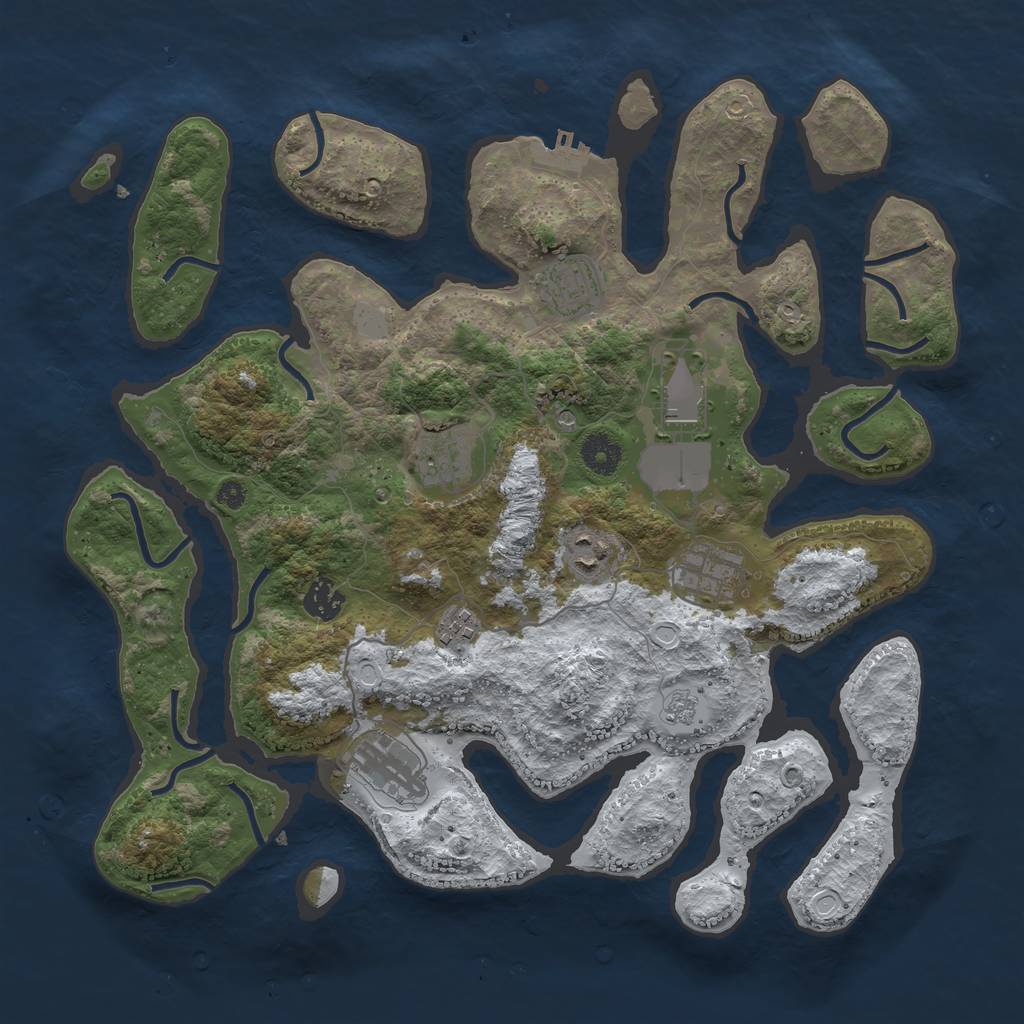 Rust Map: Procedural Map, Size: 3800, Seed: 2269376, 16 Monuments