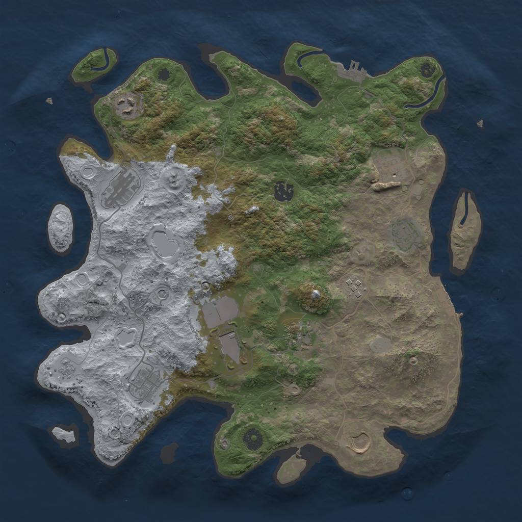 Rust Map: Procedural Map, Size: 3800, Seed: 6179962, 17 Monuments