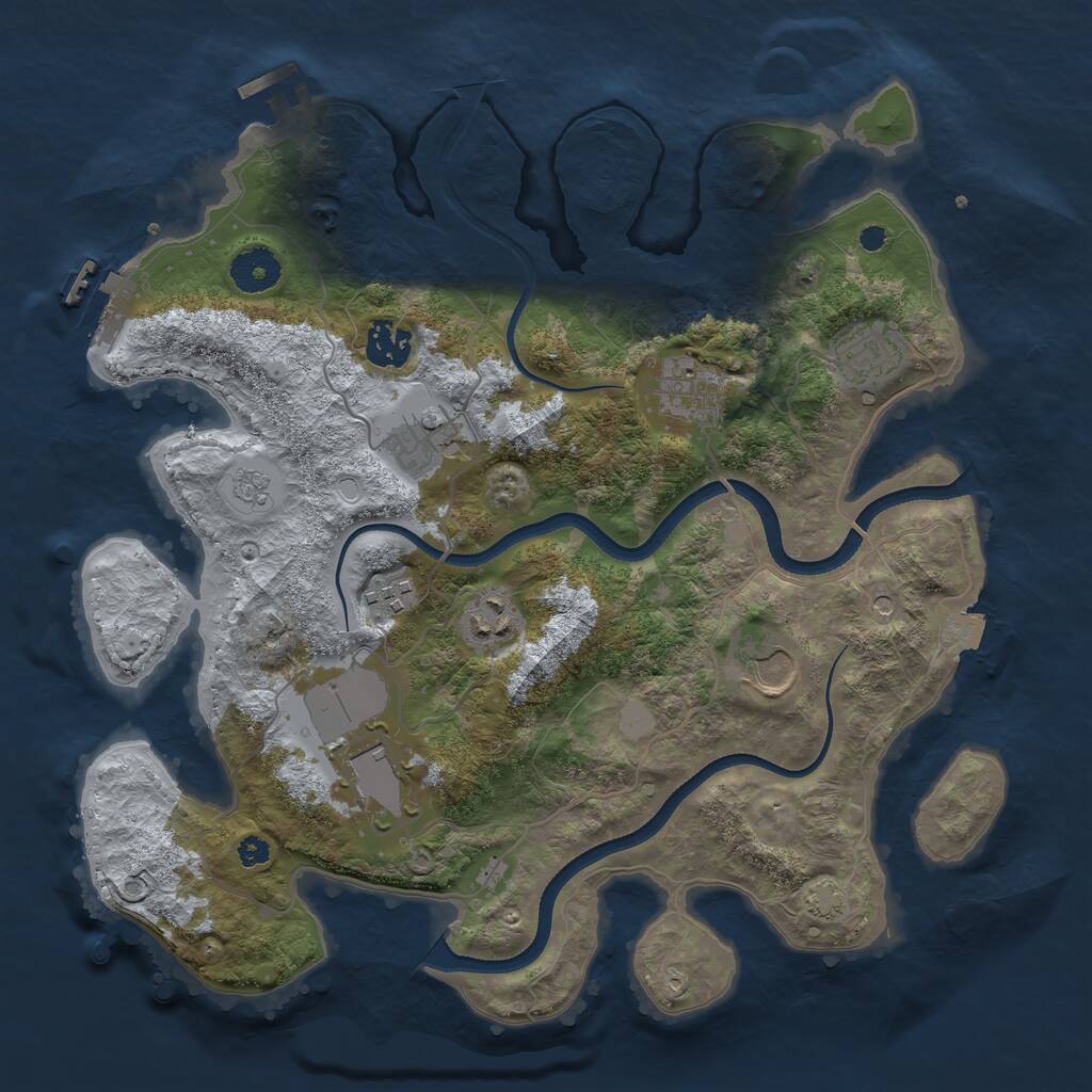 Rust Map: Procedural Map, Size: 3500, Seed: 1040566, 14 Monuments