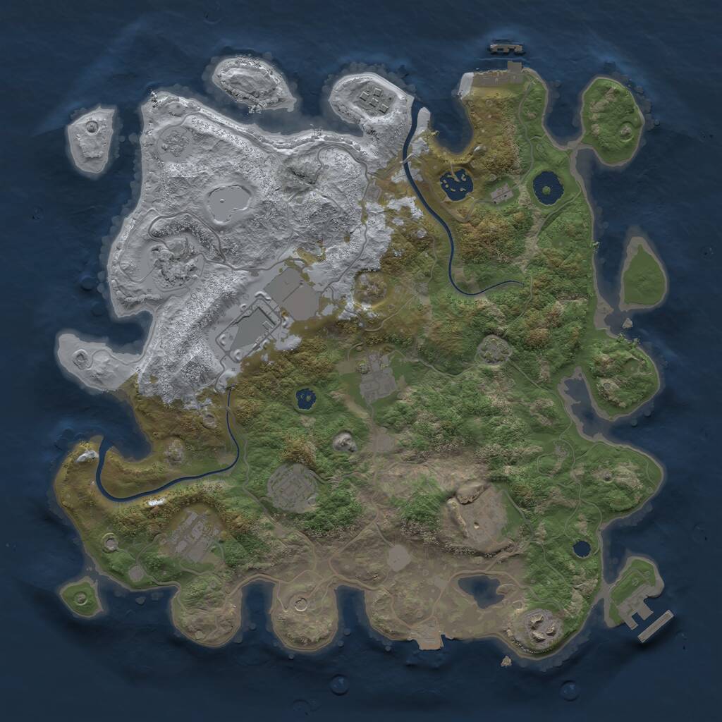 Rust Map: Procedural Map, Size: 3500, Seed: 2449025, 15 Monuments