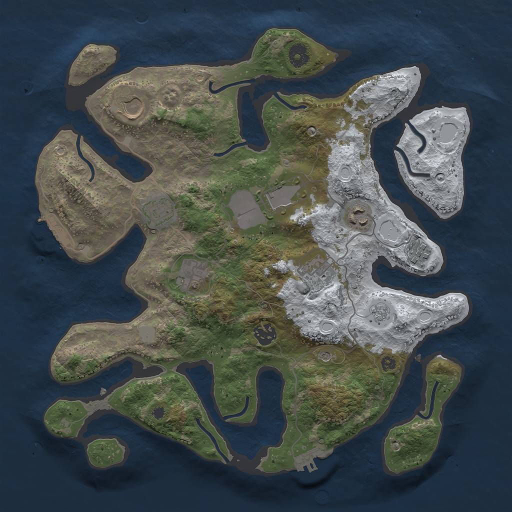 Rust Map: Procedural Map, Size: 3500, Seed: 4349946, 17 Monuments