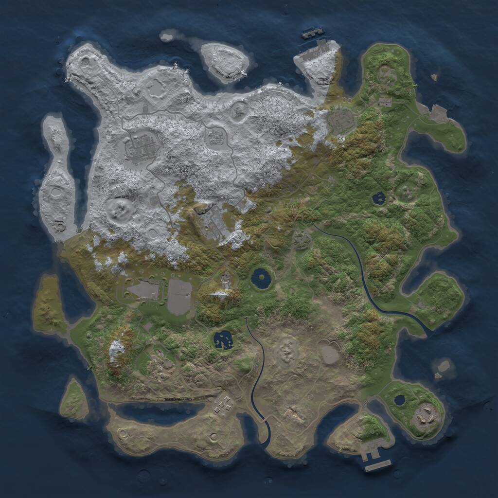 Rust Map: Procedural Map, Size: 3800, Seed: 1194464, 14 Monuments