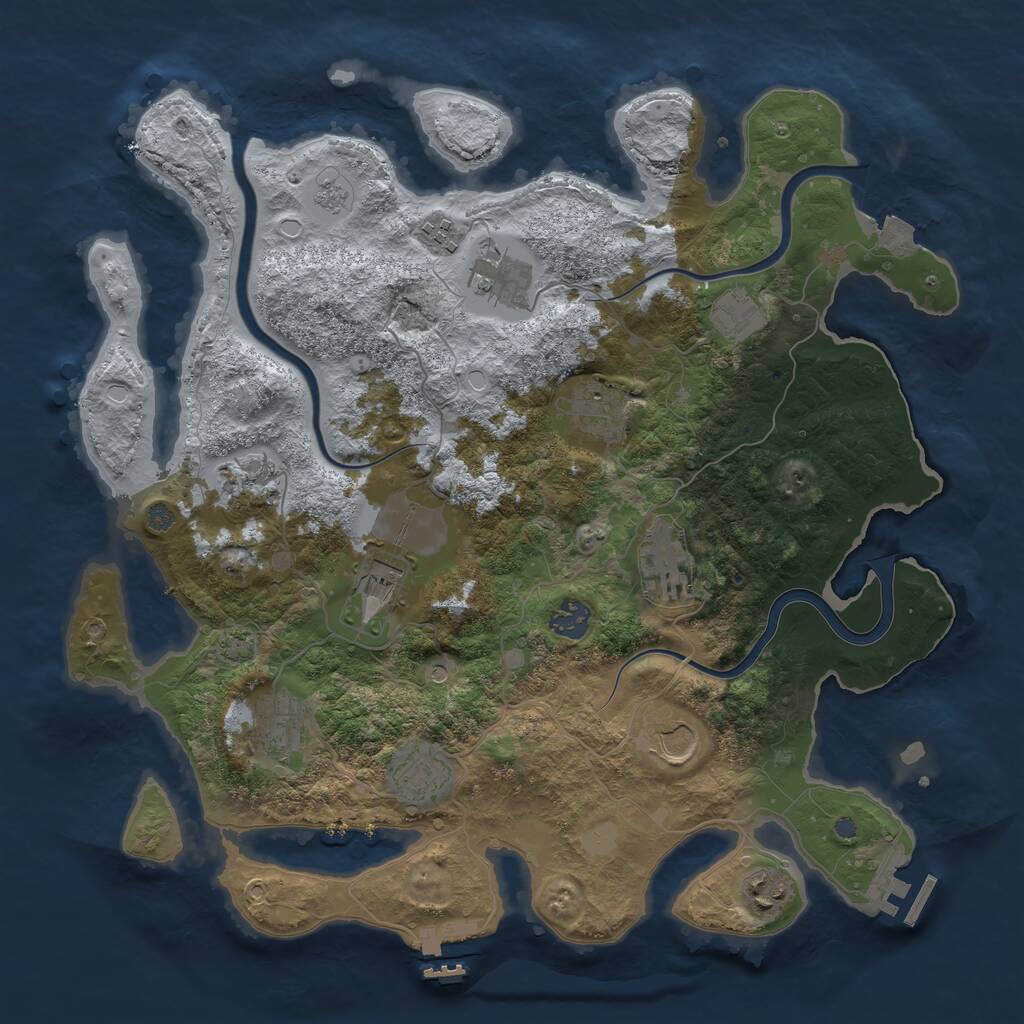 Rust Map: Procedural Map, Size: 3800, Seed: 1194464, 17 Monuments