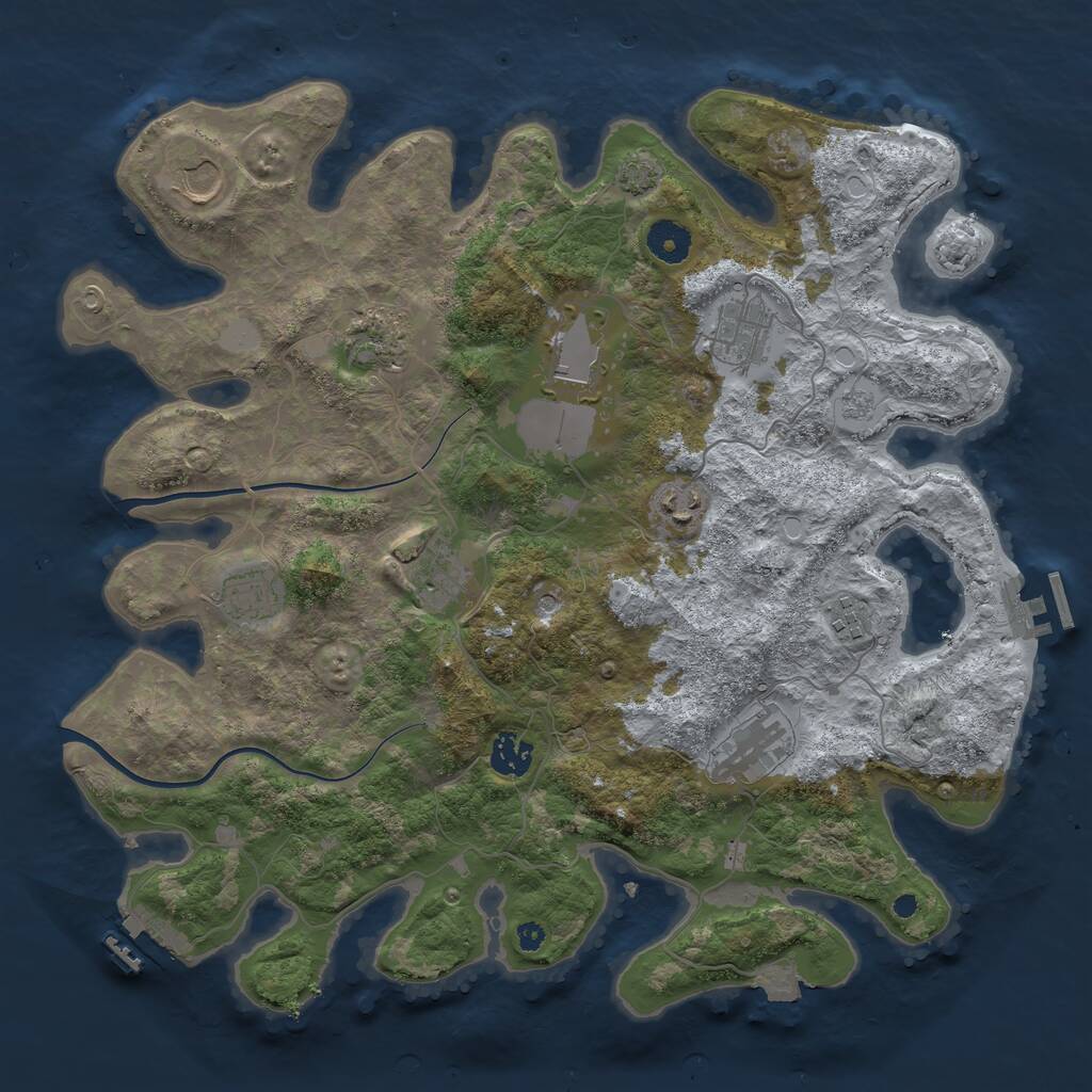 Rust Map: Procedural Map, Size: 3800, Seed: 2411718, 16 Monuments