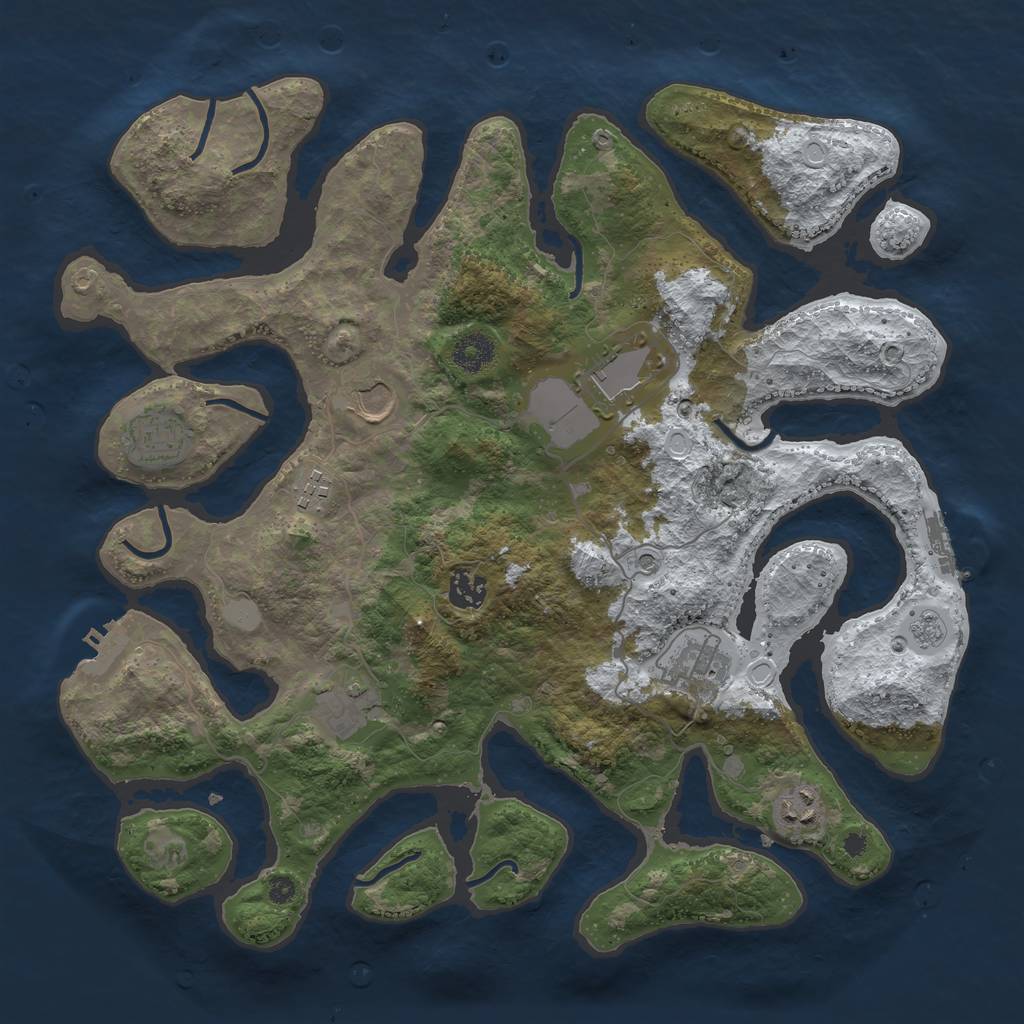 Rust Map: Procedural Map, Size: 3800, Seed: 2411718, 17 Monuments