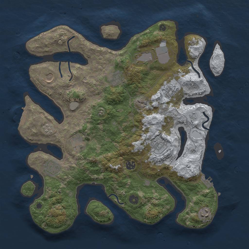 Rust Map: Procedural Map, Size: 3800, Seed: 2686655, 19 Monuments