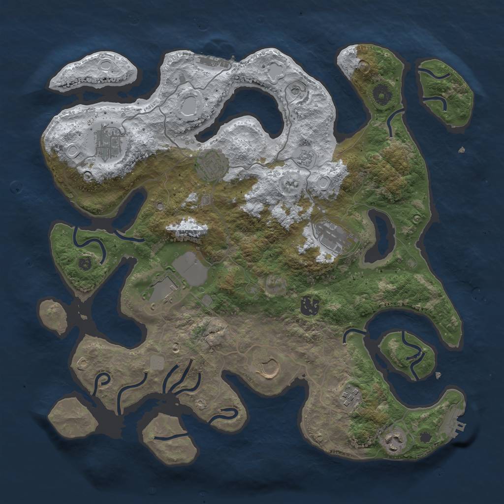 Rust Map: Procedural Map, Size: 3800, Seed: 3554828, 17 Monuments